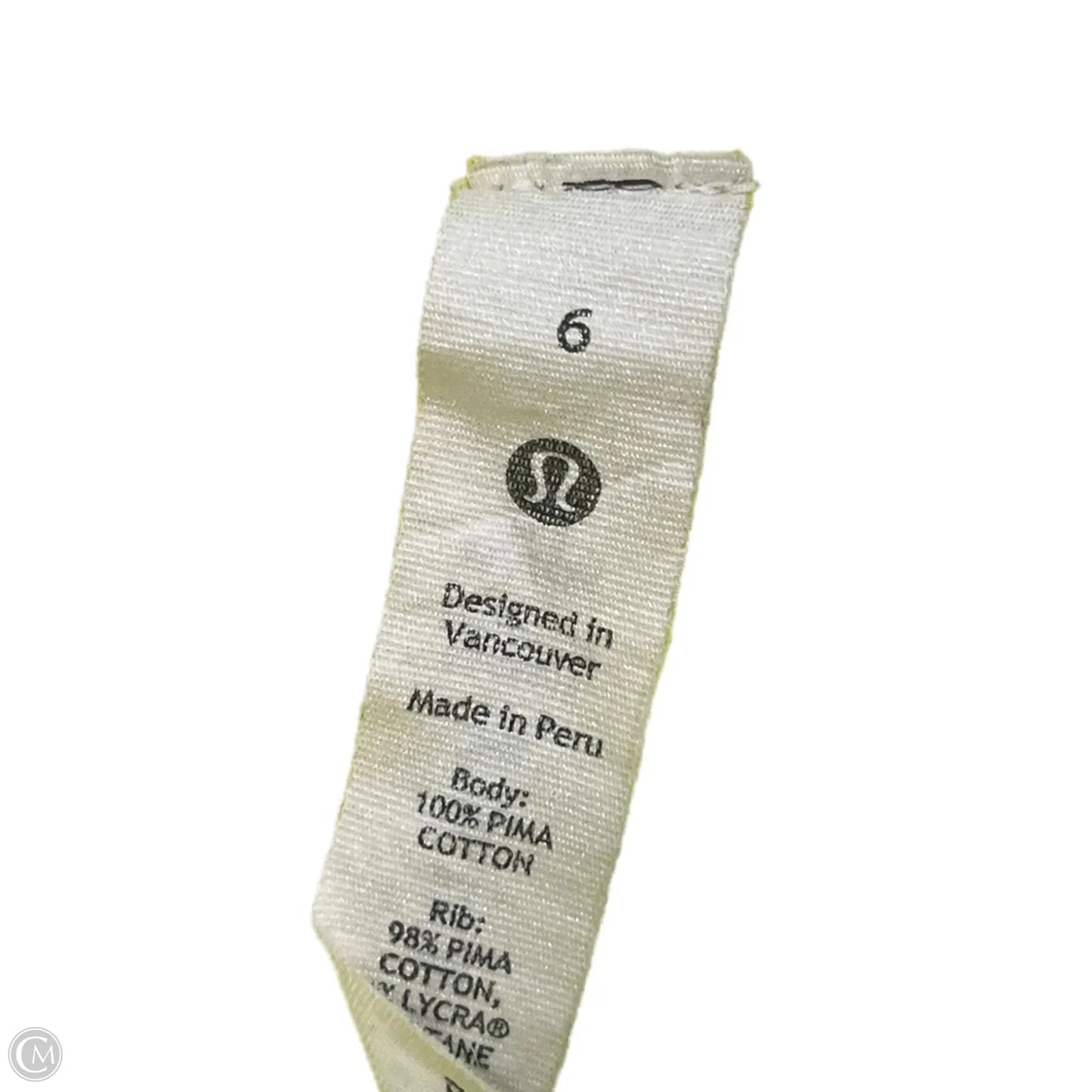 Athletic Tank Top By Lululemon In Yellow, Size: 6