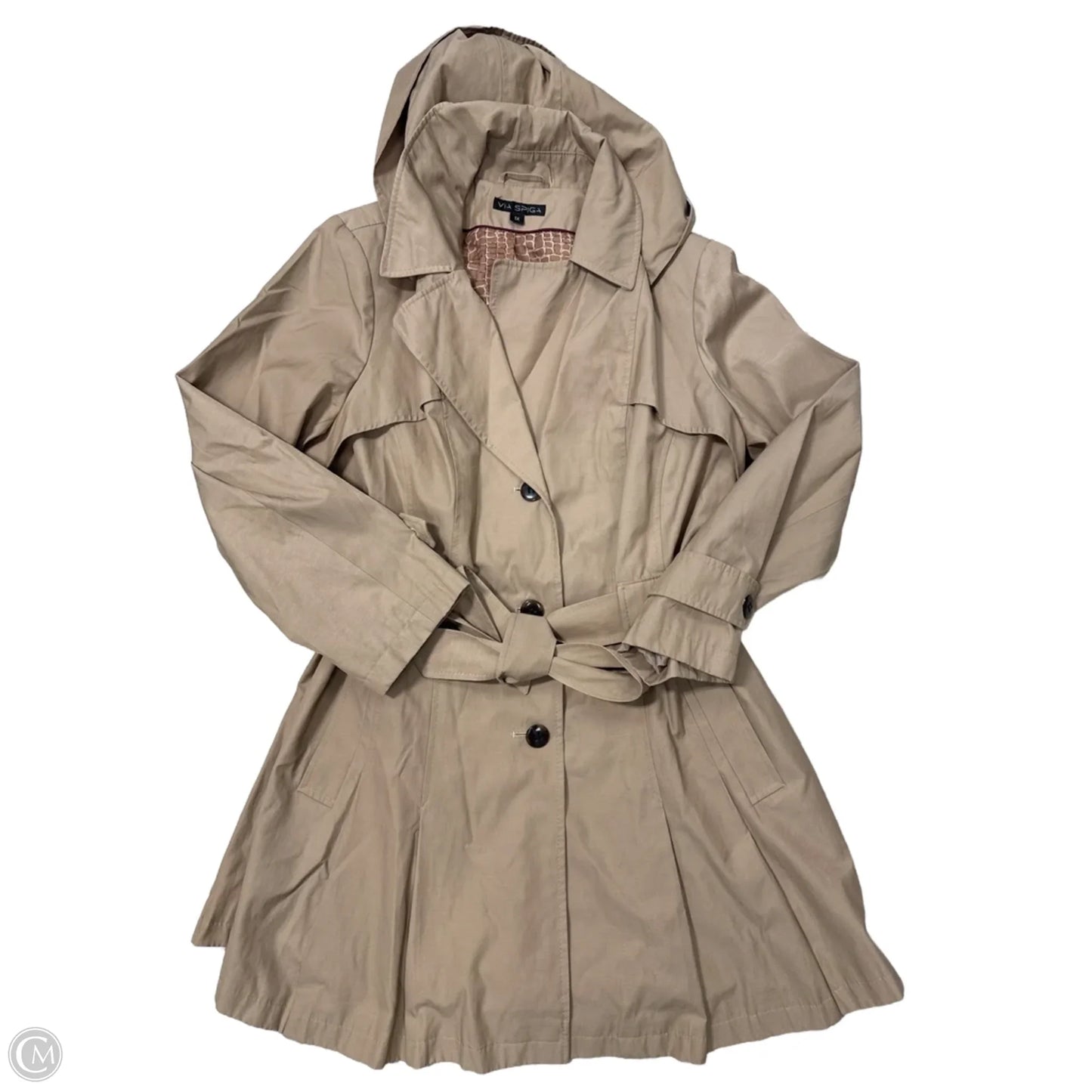 Coat Trench Coat By Via Spiga In Brown, Size: 1x