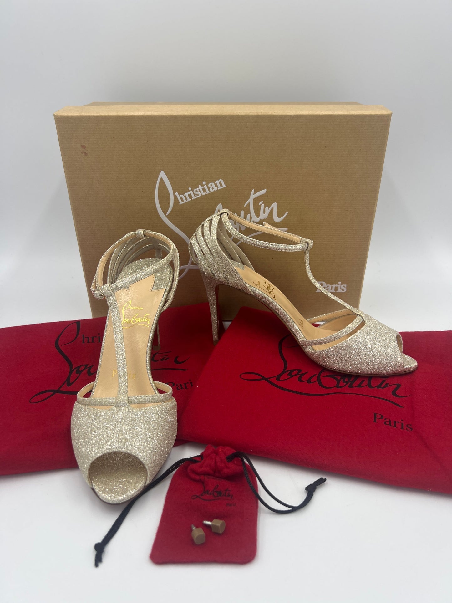 Like New! Christian Louboutin Patitta Glitter Designer Pumps  Sz. 5 / 35