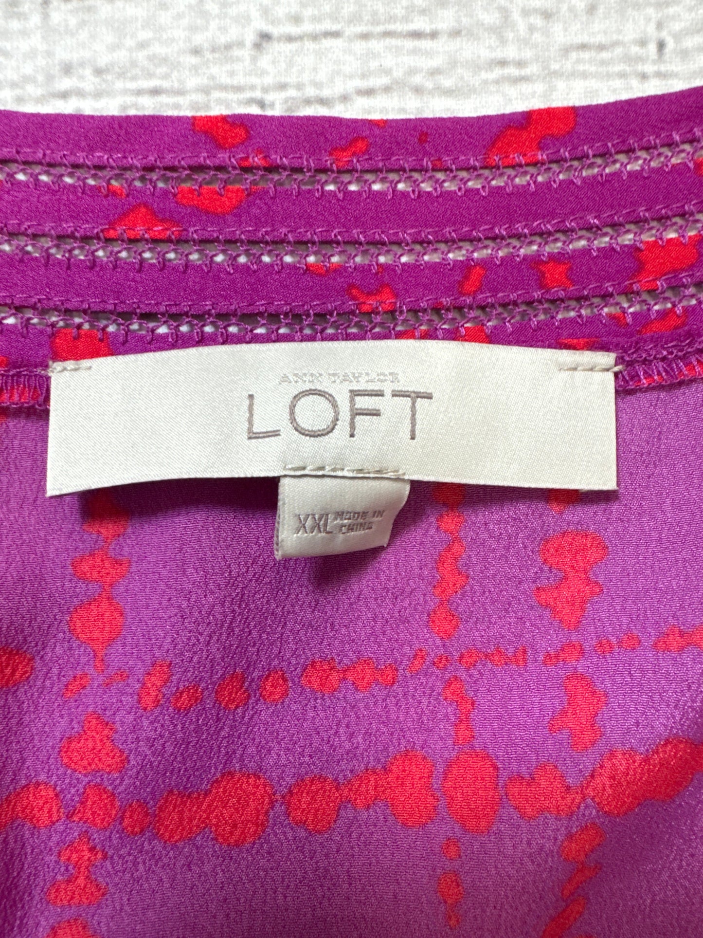 Top Sleeveless By Loft In Purple & Red, Size: Xxl