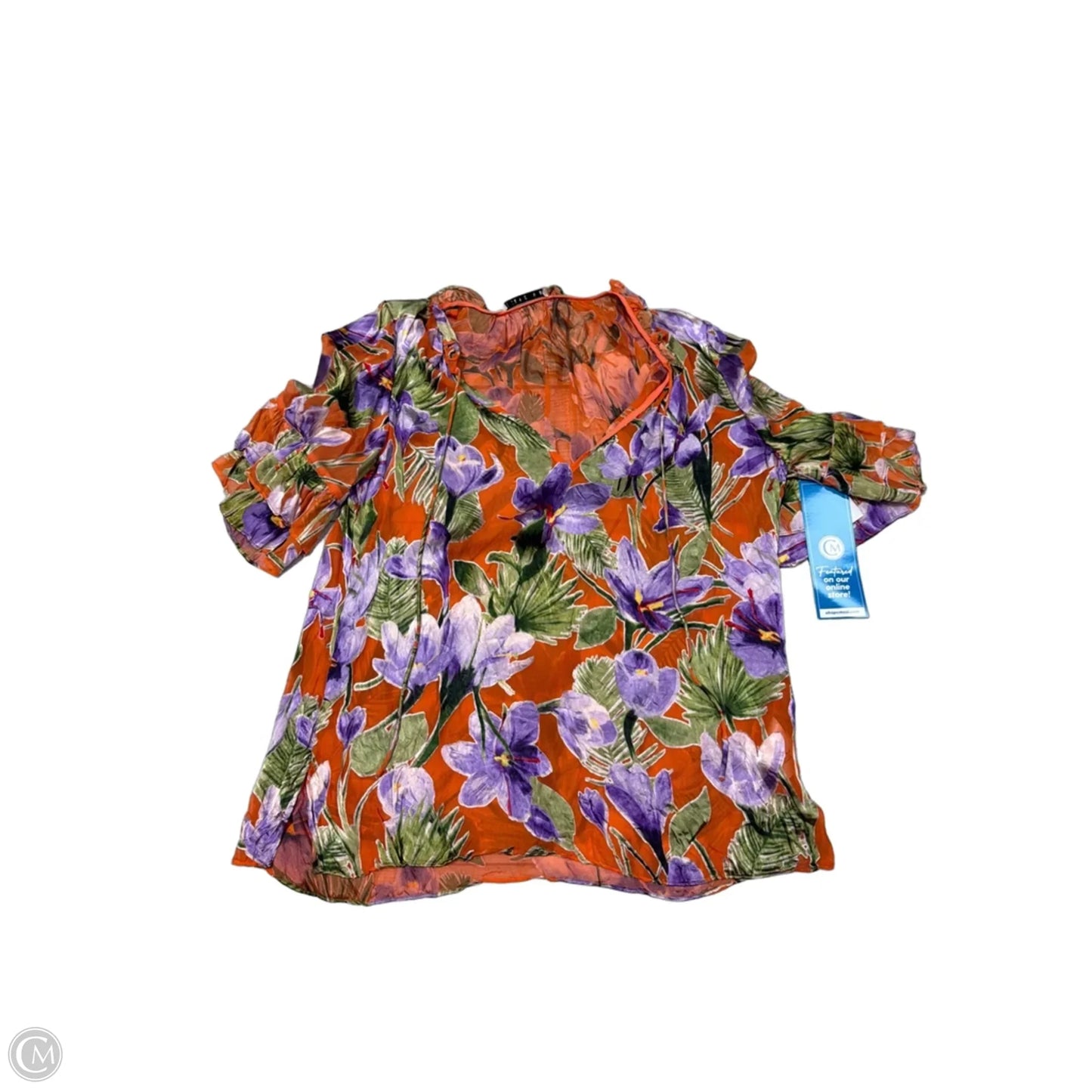 Top Short Sleeve Designer By Alice + Olivia In Orange & Purple, Size: L