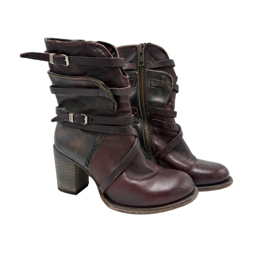 Shoes Heels Block By Freebird In Maroon, Size: 9
