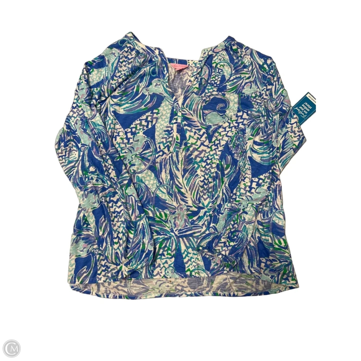 Top Long Sleeve Designer By Lilly Pulitzer In Blue & White, Size: Xl