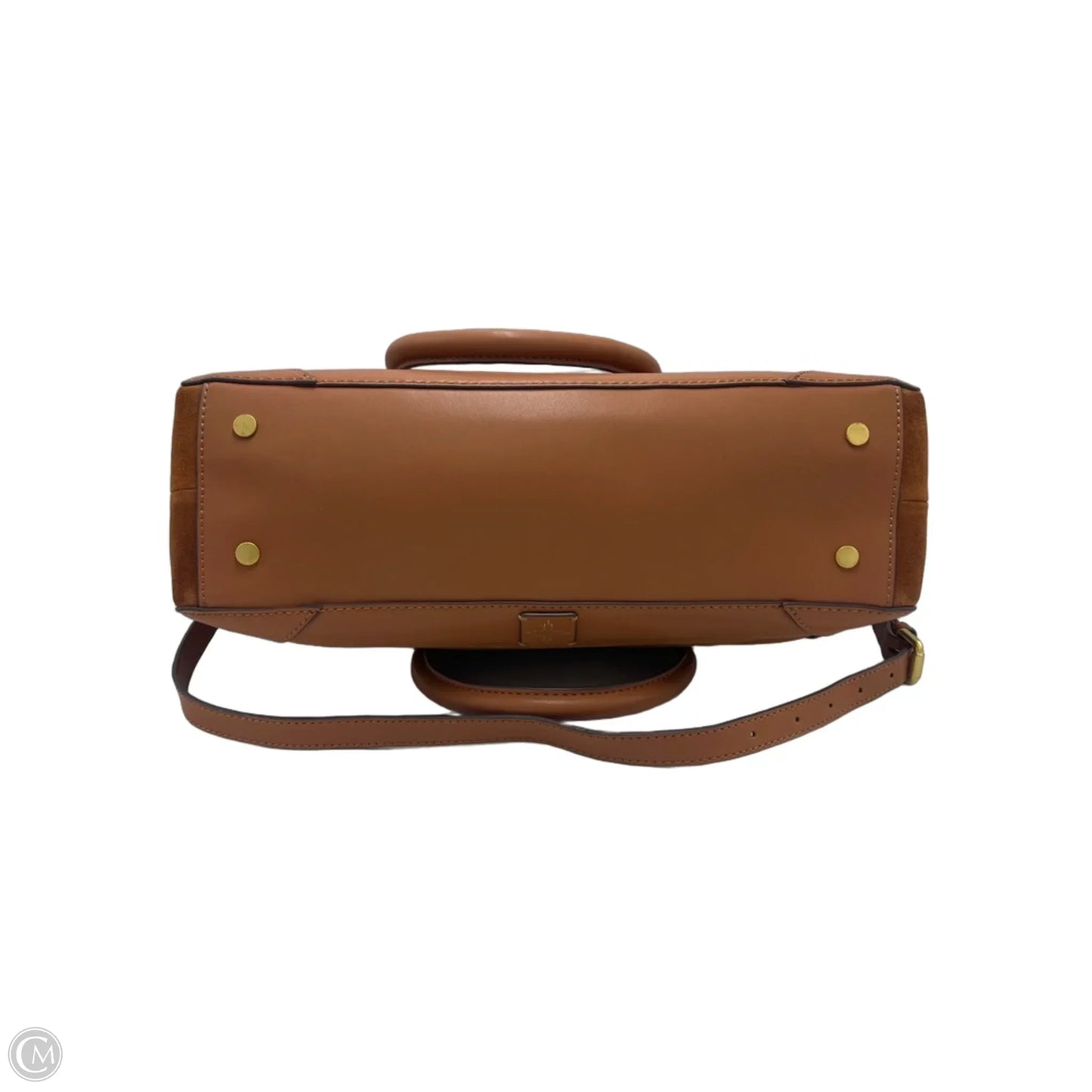 India Hicks Cognac Suede & Leather Designer Satchel Handbag