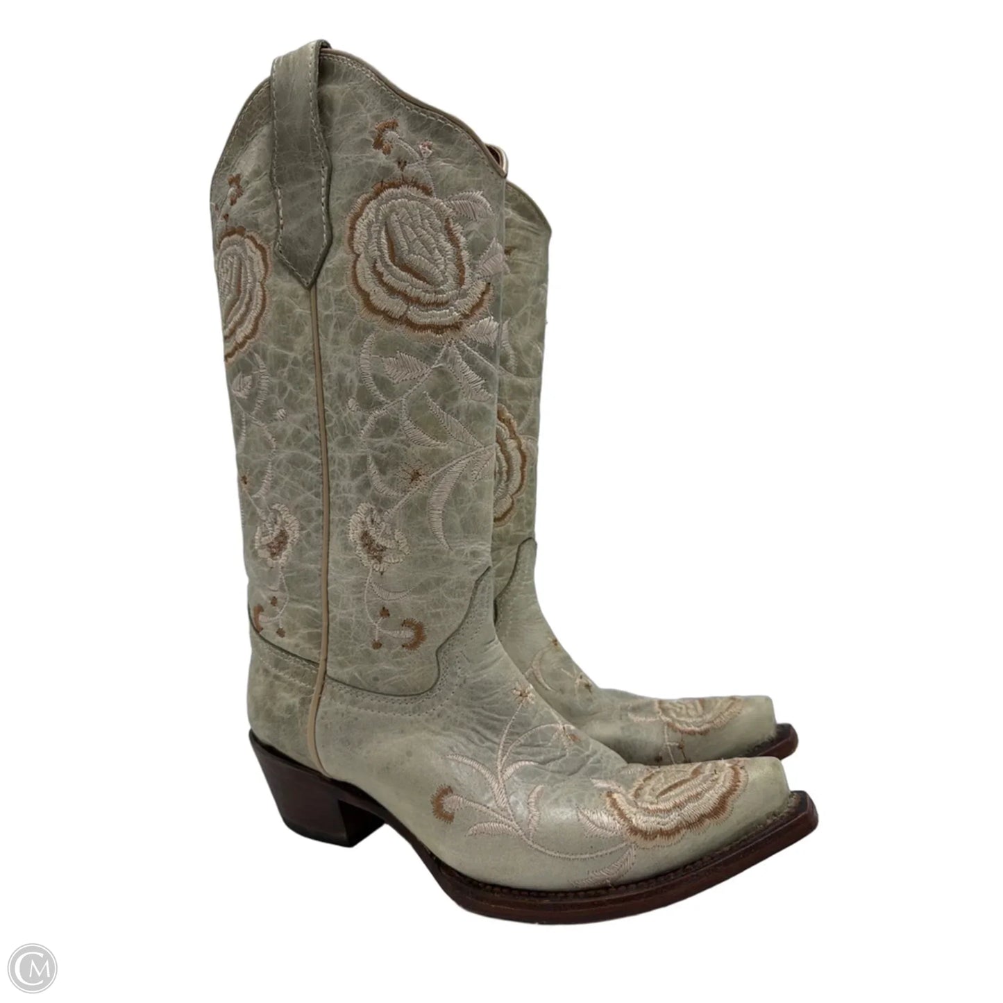 Boots Ankle Heels Circle G By Corral In Green, Size: 7