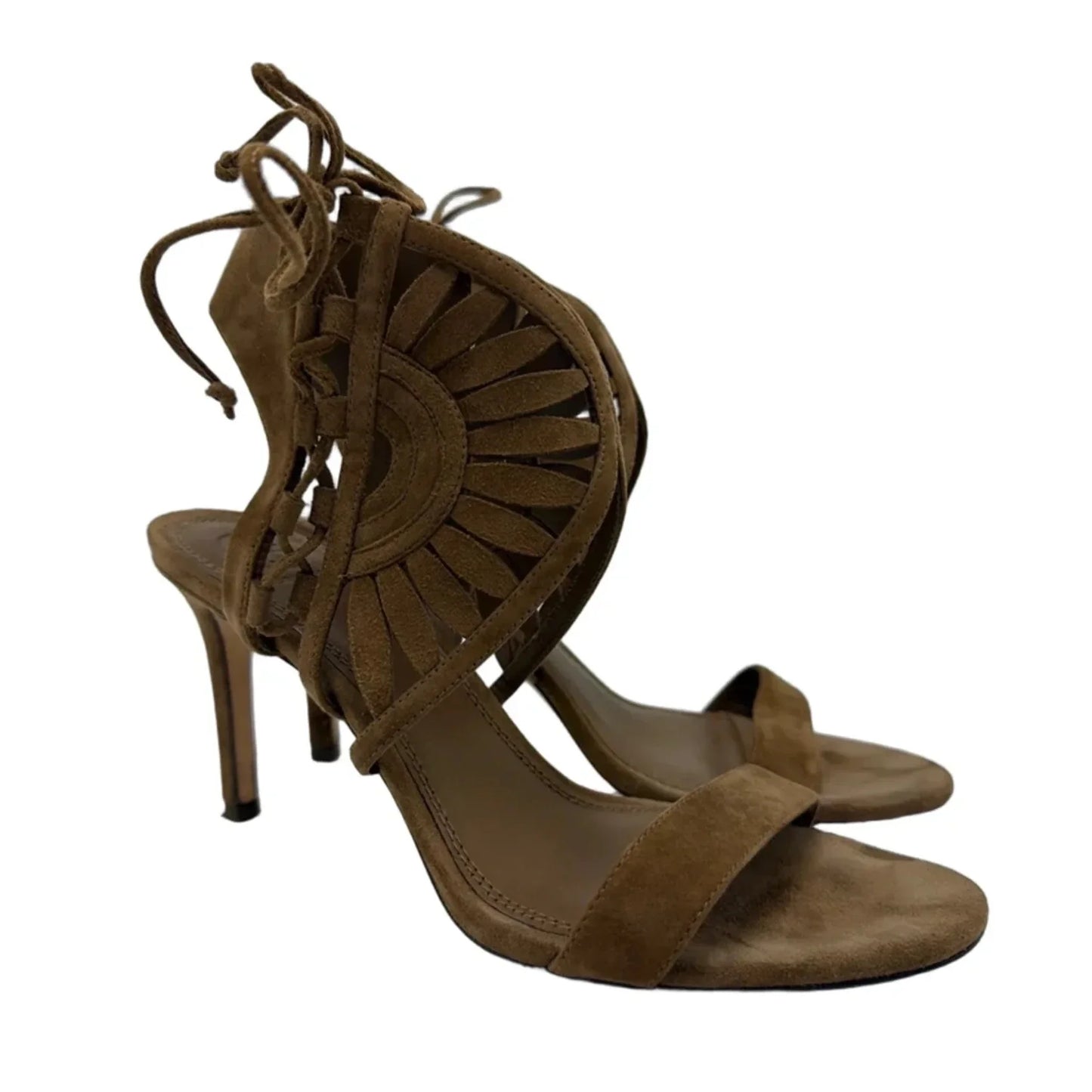 Sandals Heels Designer By Tory Burch In Brown, Size: 9