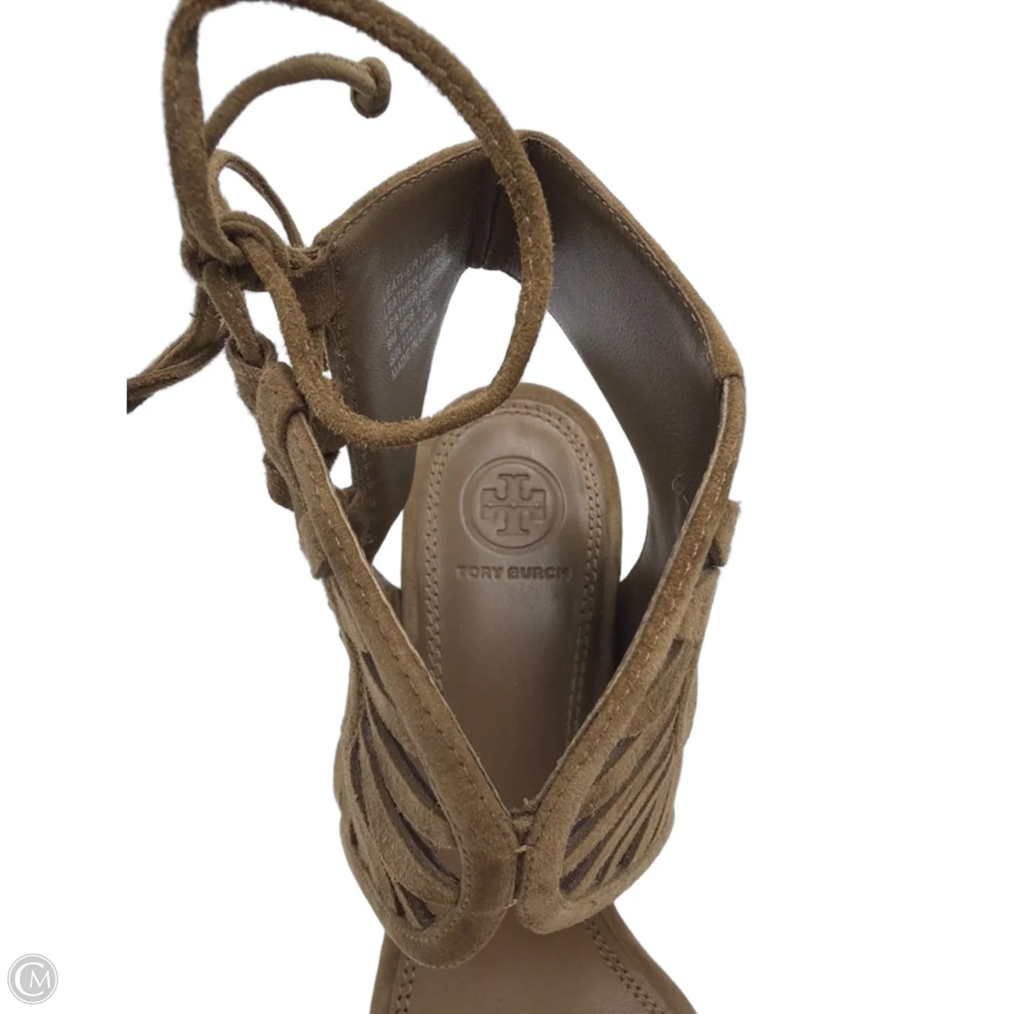 Sandals Heels Designer By Tory Burch In Brown, Size: 9