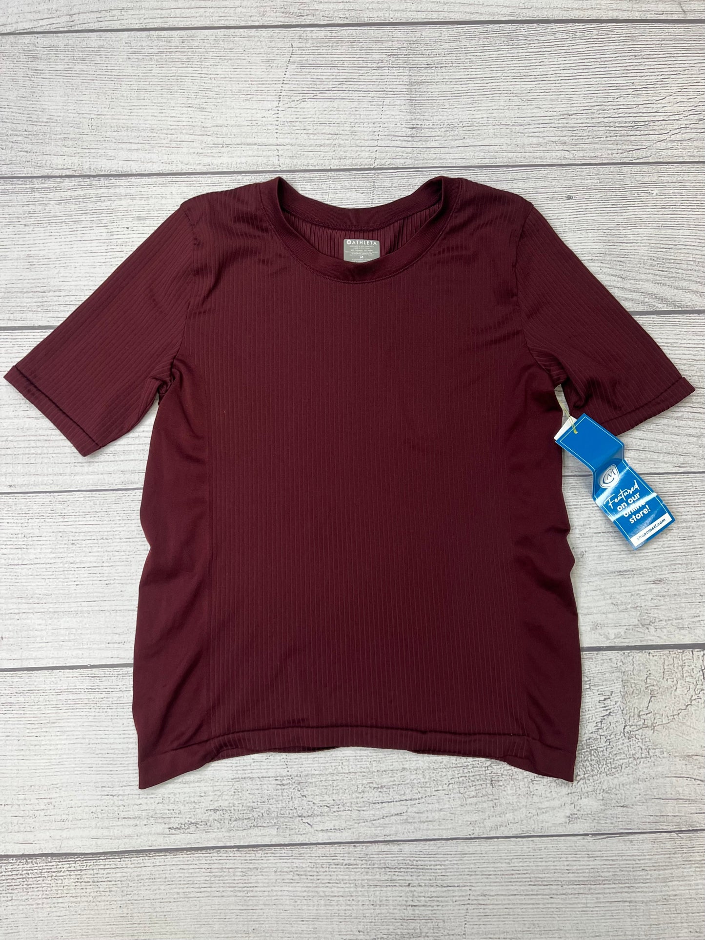 Maroon Athletic Top Short Sleeve Athleta, Size M