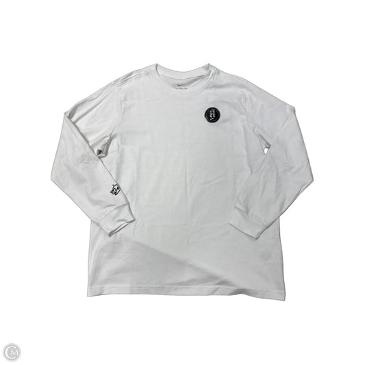 Top Long Sleeve By Nike In White, Size: M