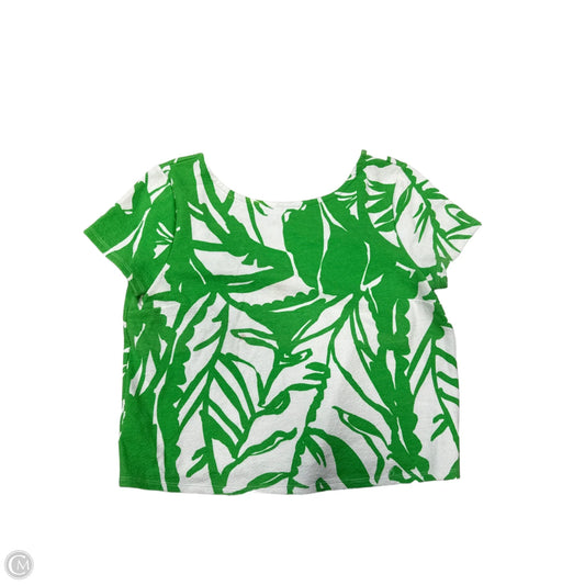 Top Short Sleeve Designer By Lilly Pulitzer In Green & White, Size: L