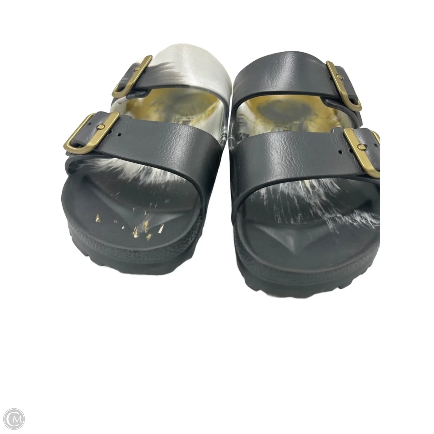 Shoes Flats By Birkenstock In Gold & Grey, Size: 10