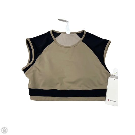 Athletic Top Short Sleeve By Lululemon In Black & Brown, Size: L
