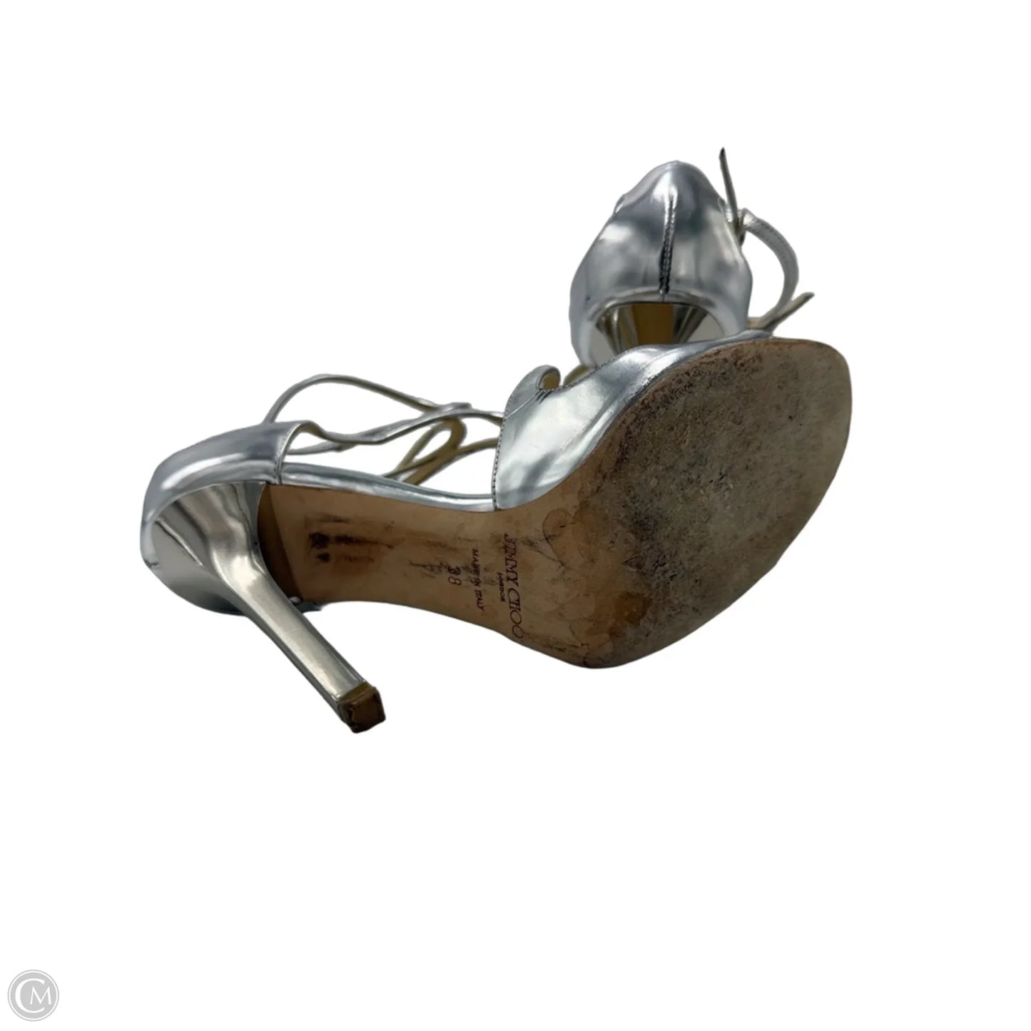 Shoes Luxury Designer By Jimmy Choo In Silver, Size: 8