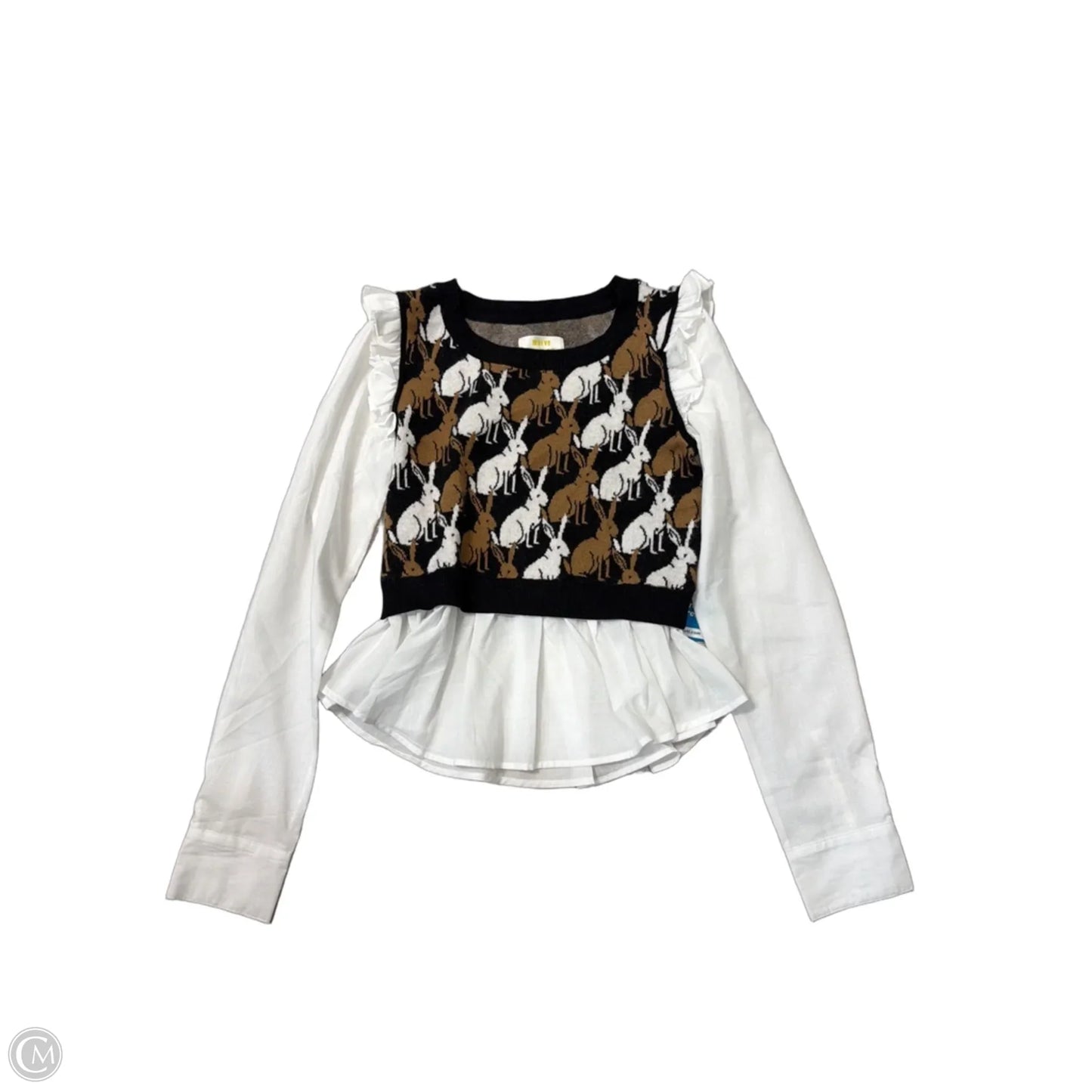 Top Long Sleeve By Maeve In Brown & White, Size: Xs