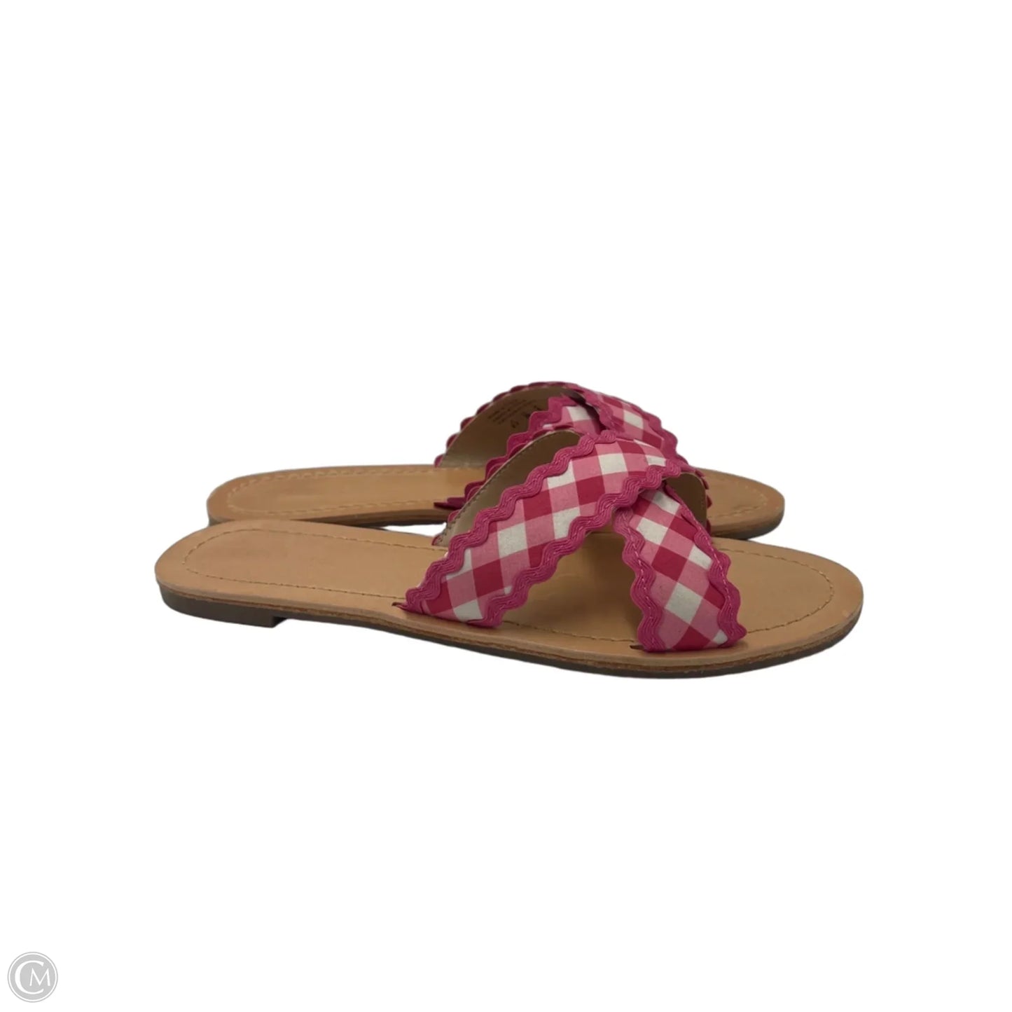 Sandals Flats By Draper James In Pink & White, Size: 8.5