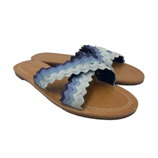 New! Sandals Flats By Draper James In Blue & White, Size: 8.5