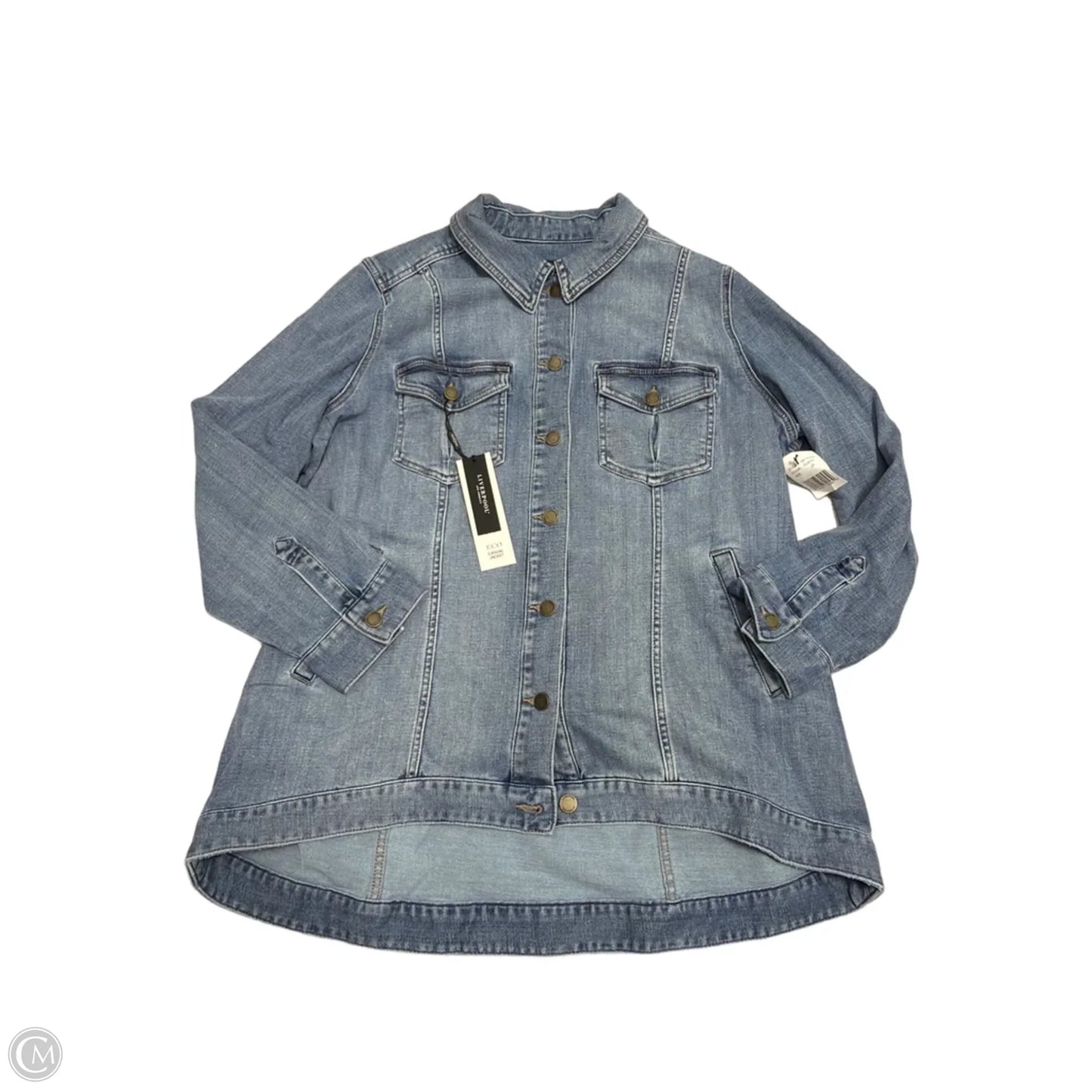 New! Jacket Denim By Liverpool In Blue Denim, Size: 2x