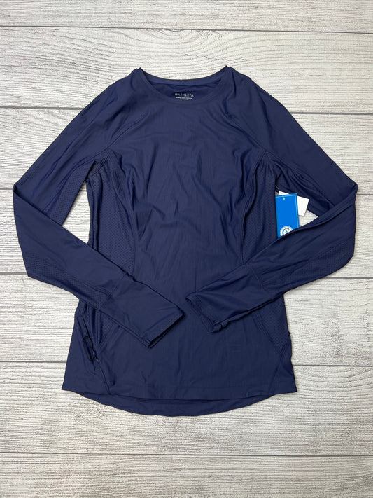 Navy Athletic Top Long Sleeve Crewneck Athleta, Size S