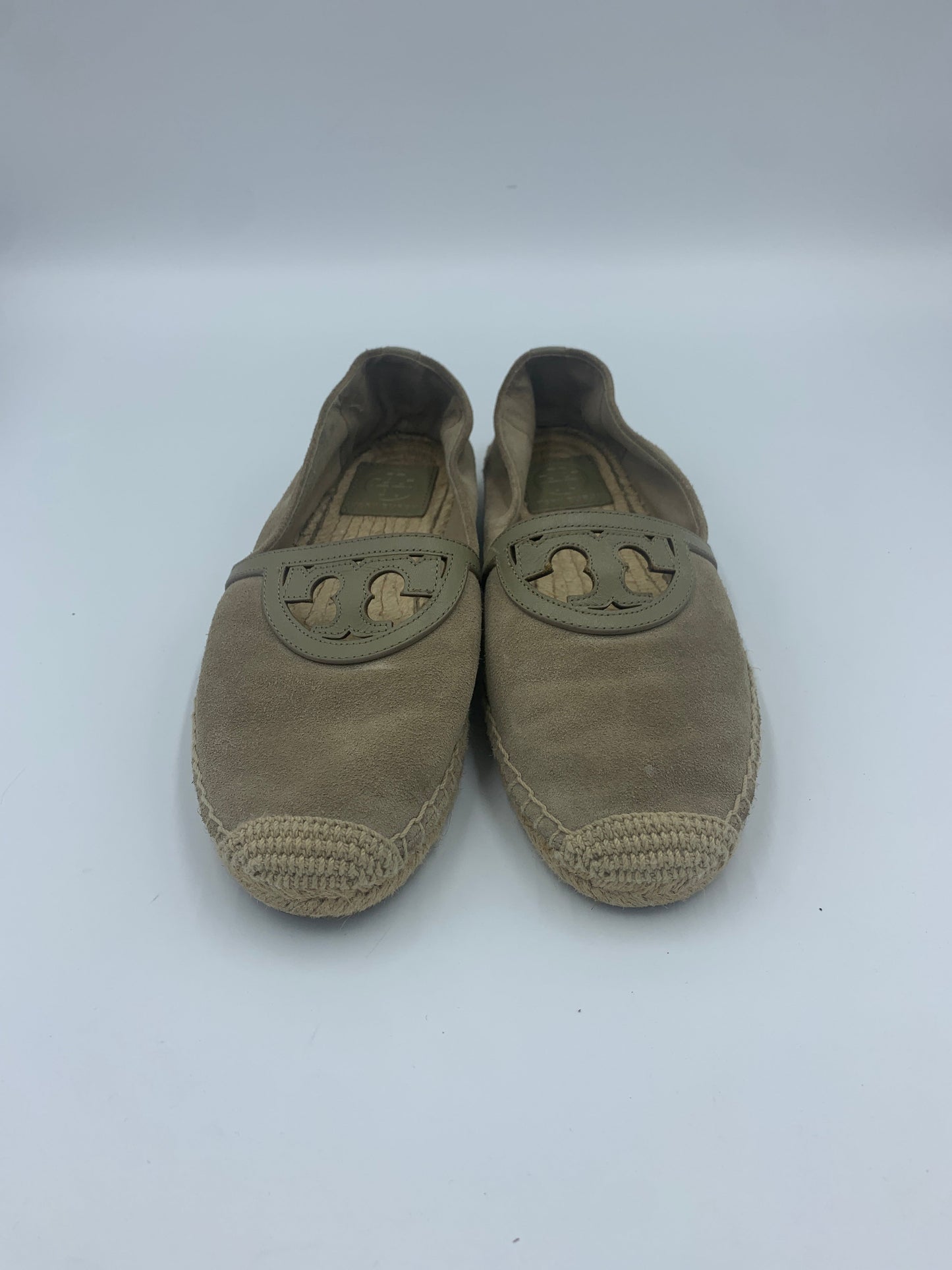 Tory Burch Designer Logo Tan Designer Espadrille, Size 7.5