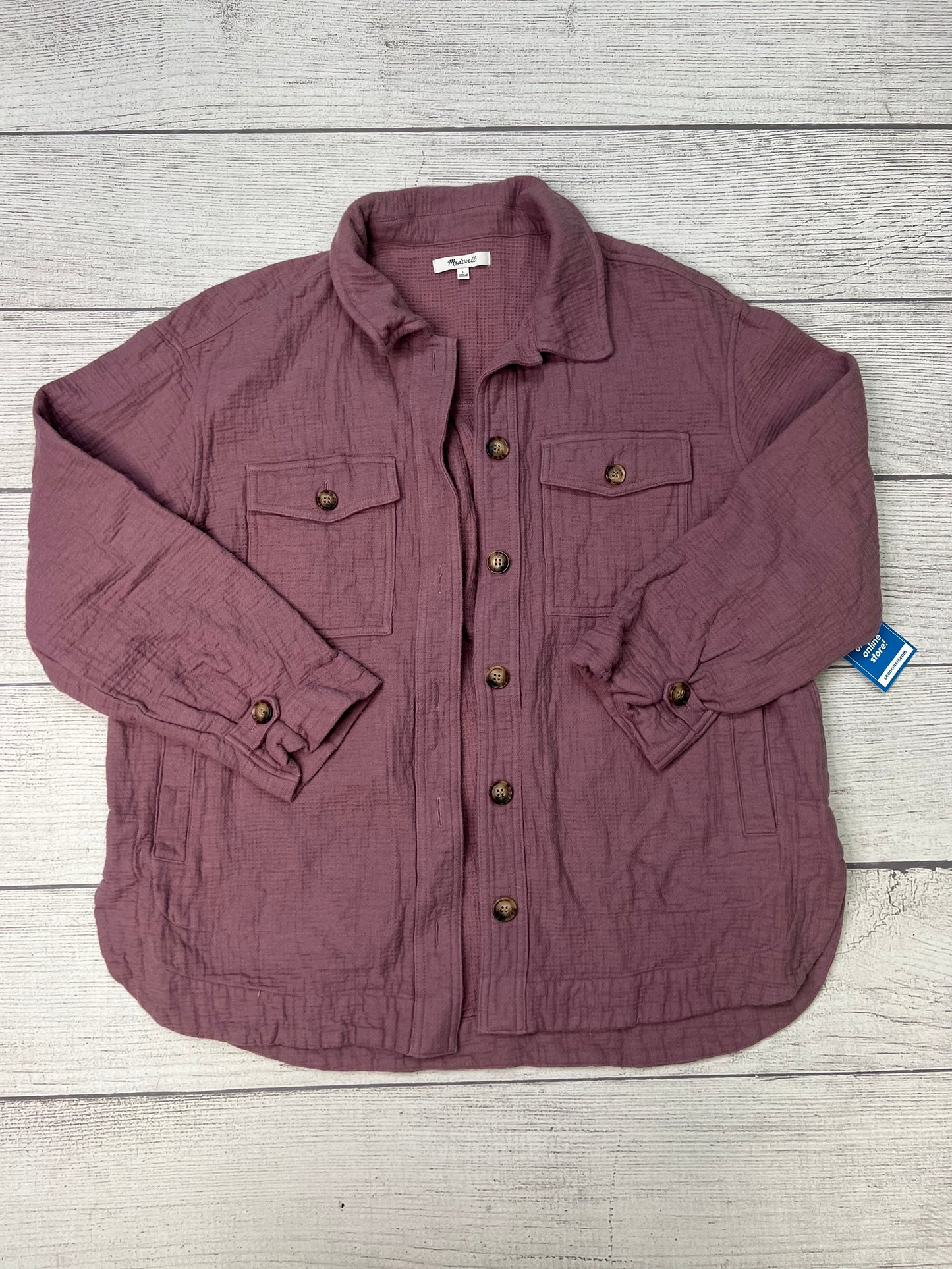 Jacket Shirt By Madewell In Purple, Size: L