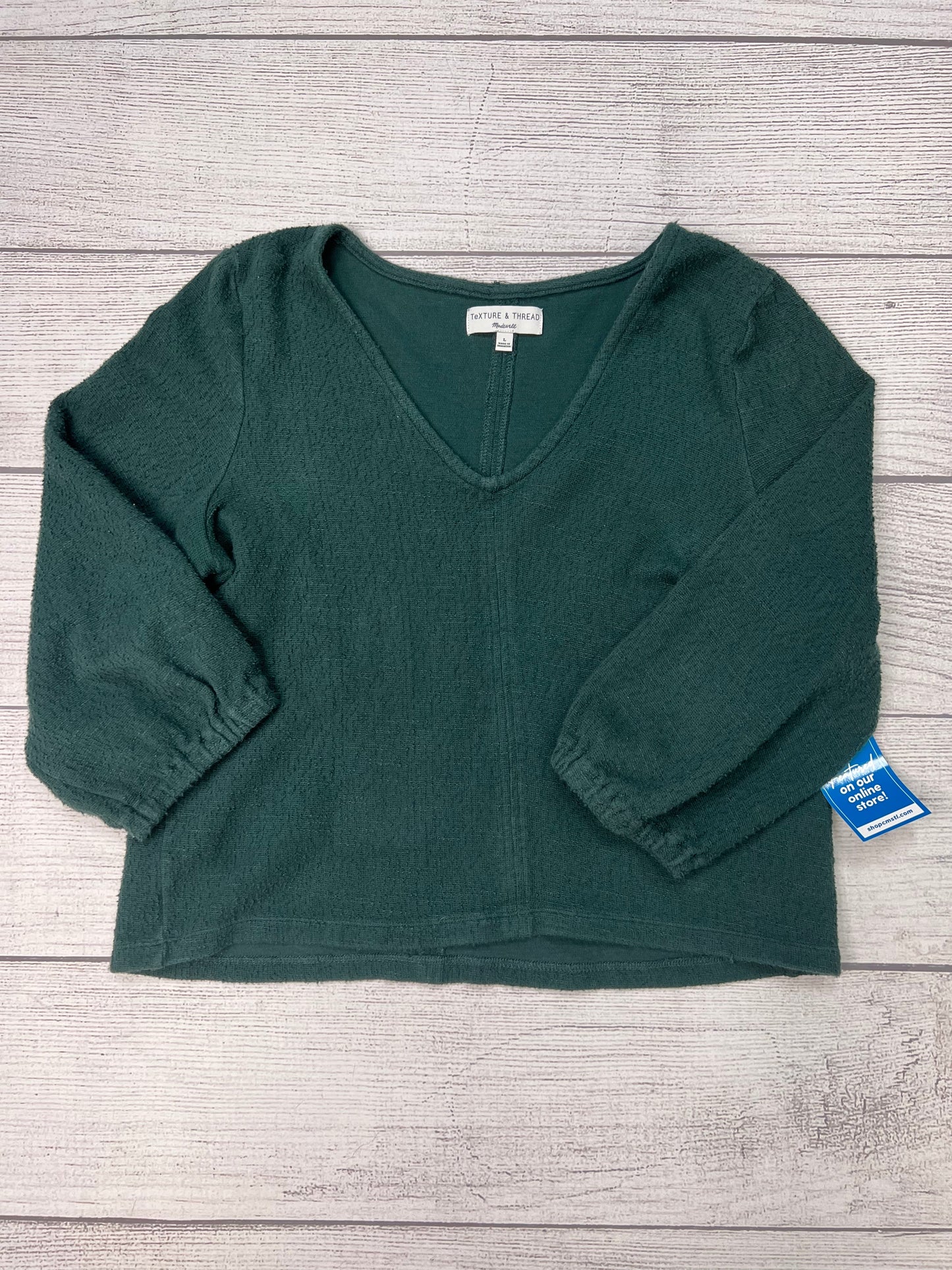 Green Top Long Sleeve Madewell, Size L