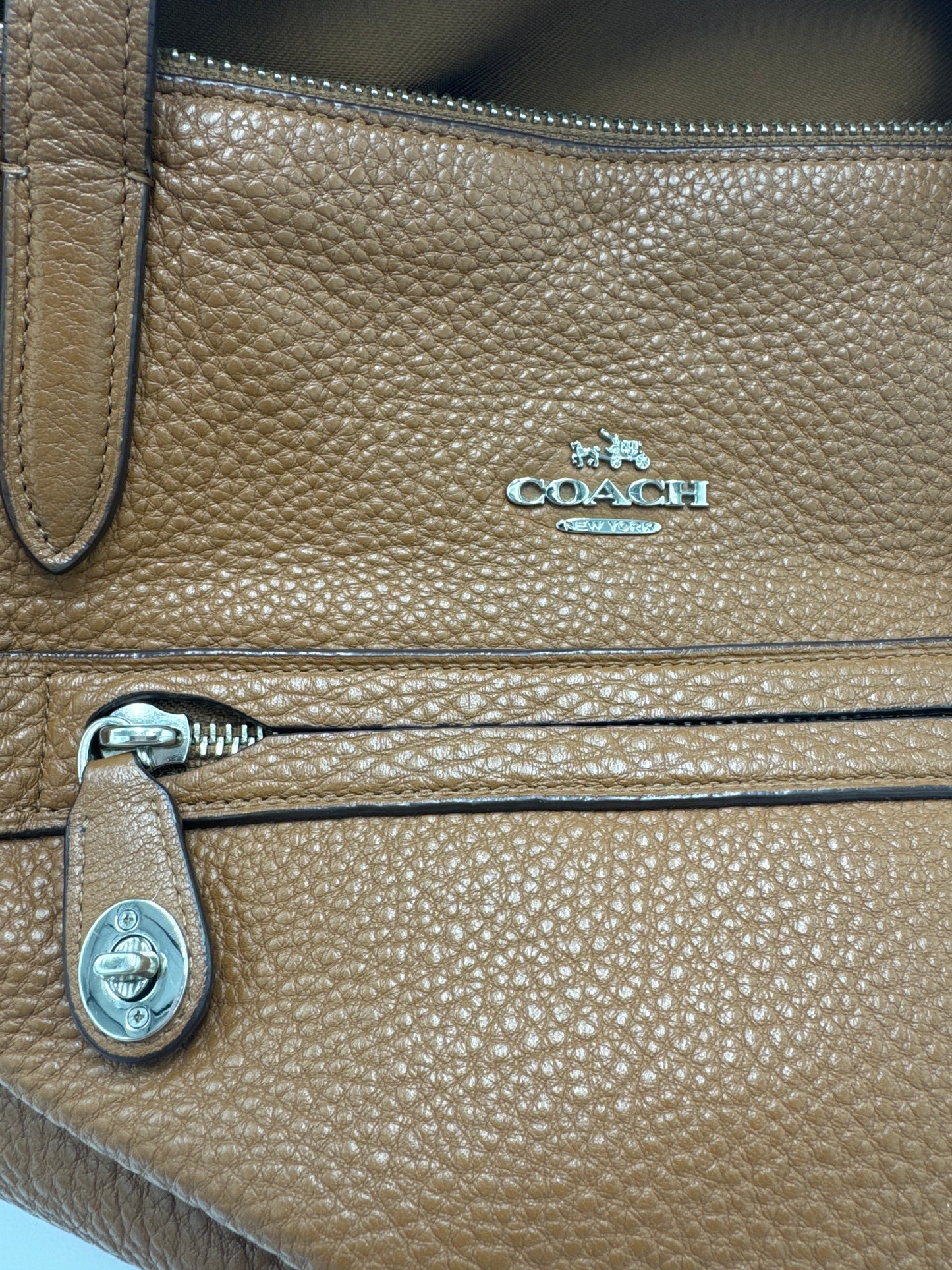 Leather zip-Top Handbag Designer By Coach