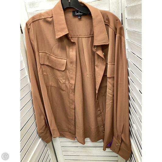 Blouse Long Sleeve By Lulus In Brown, Size: L
