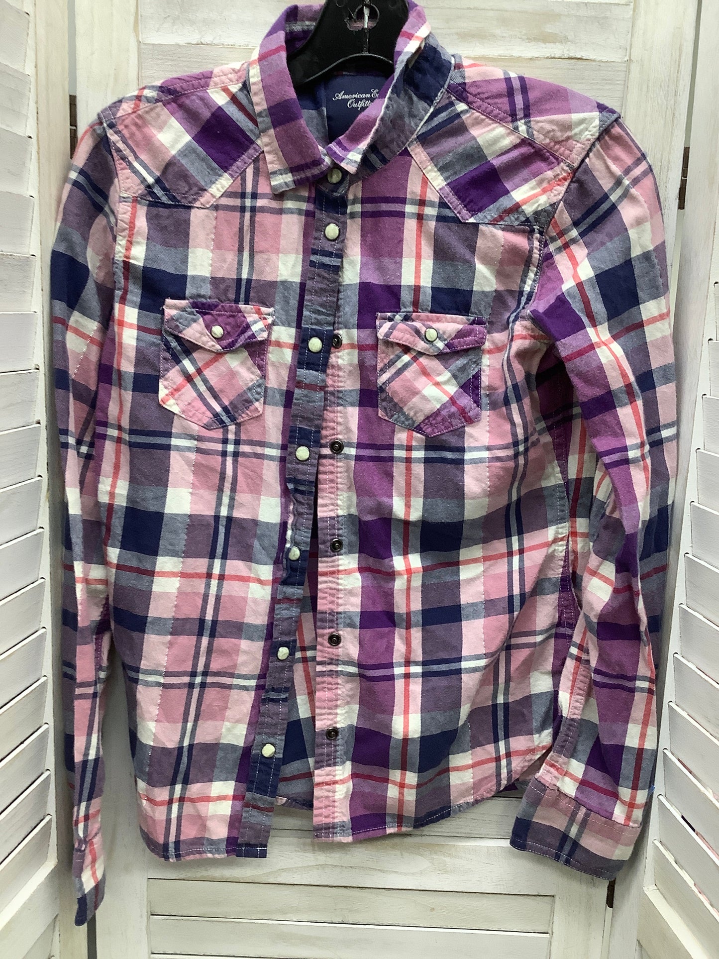 Plaid Top Long Sleeve Basic American Eagle, Size M