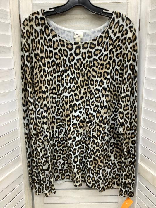 Leopard Print Top Long Sleeve Basic Chicos, Size Xl