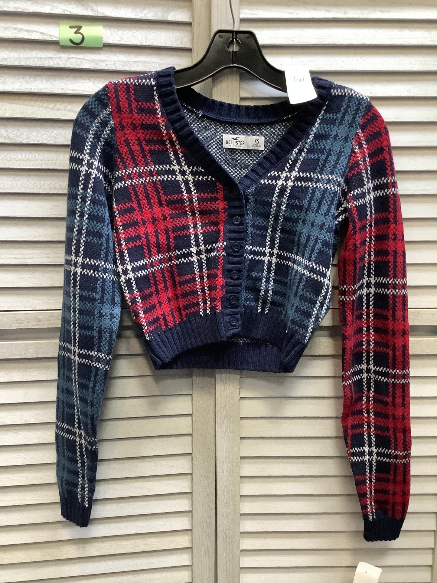 Plaid Pattern Sweater Cardigan Hollister, Size Xs