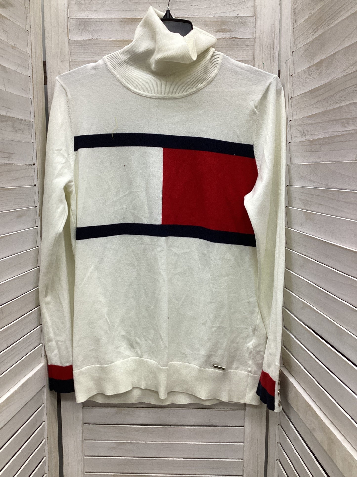 Top Long Sleeve By Tommy Hilfiger In Blue & Red & White, Size: L