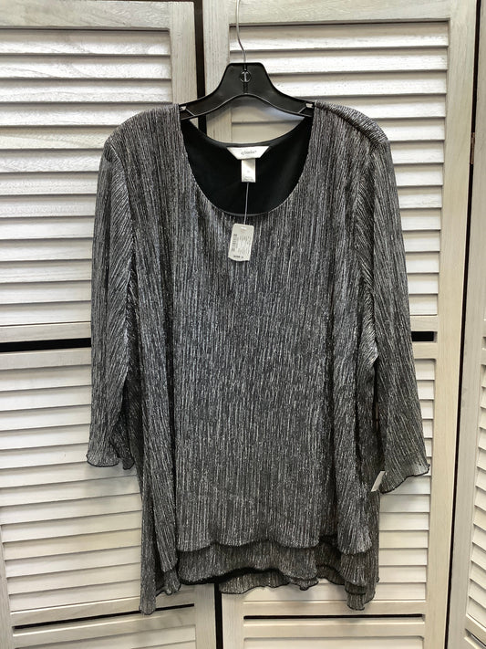 Top Long Sleeve By Cj Banks In Silver, Size: 3x