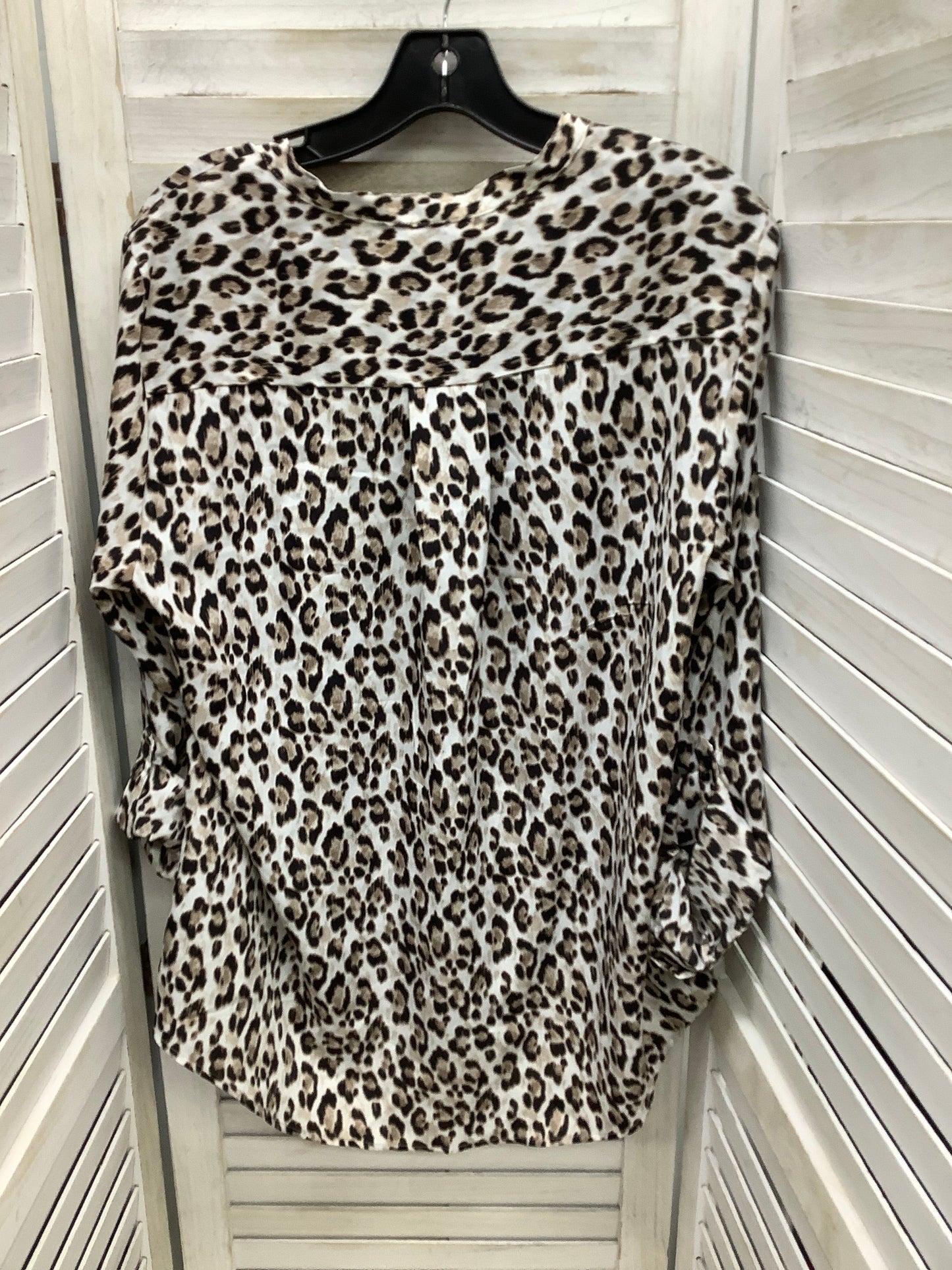 Blouse Long Sleeve By Jones New York In Leopard Print, Size: L