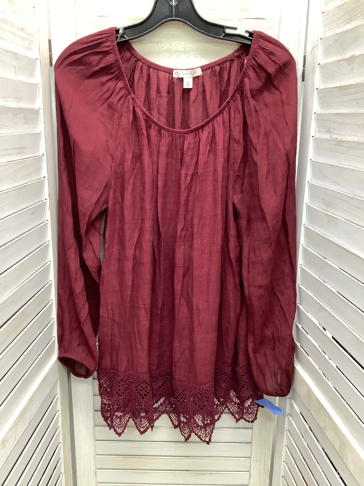 Blouse Long Sleeve By Dressbarn In Maroon, Size: Xl