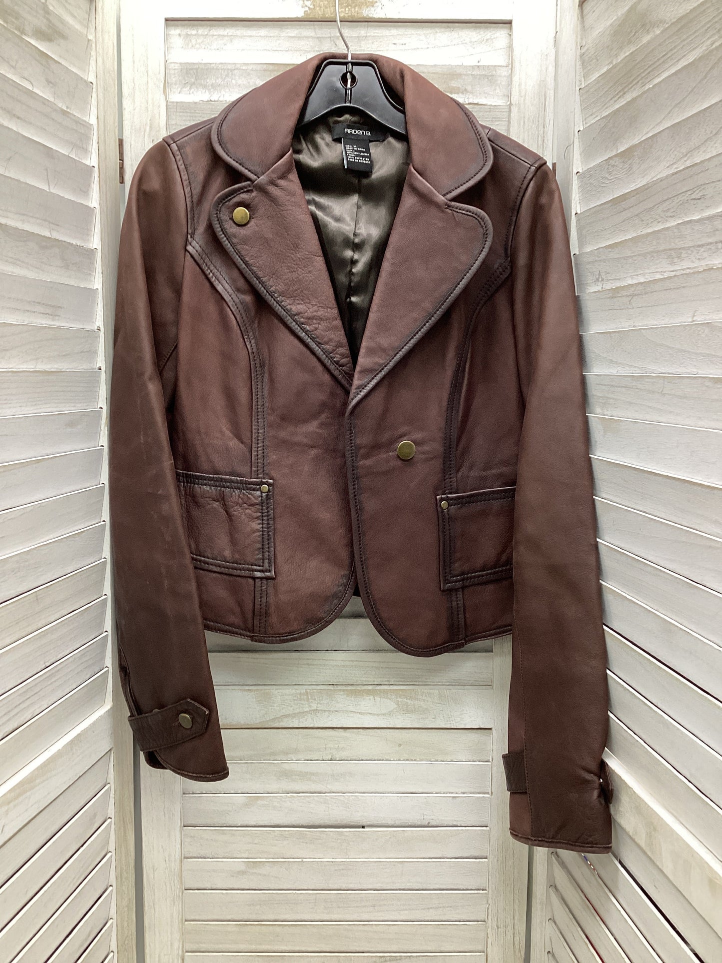 Jacket Leather By Arden B In Brown, Size: M