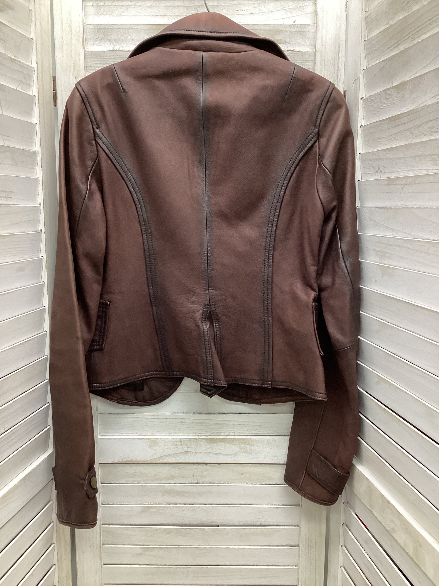 Jacket Leather By Arden B In Brown, Size: M