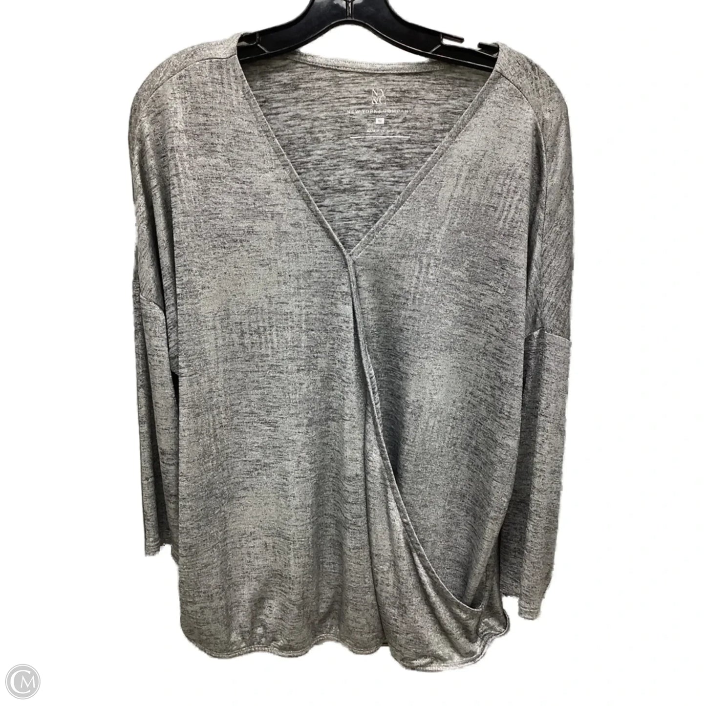 Top Long Sleeve By New York And Co In Silver, Size: M