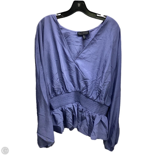 Top Long Sleeve By Eloquii In Blue, Size: 20