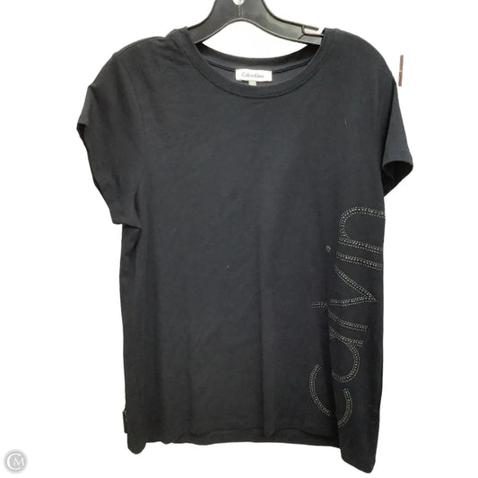 Top Short Sleeve By Calvin Klein In Black, Size: L