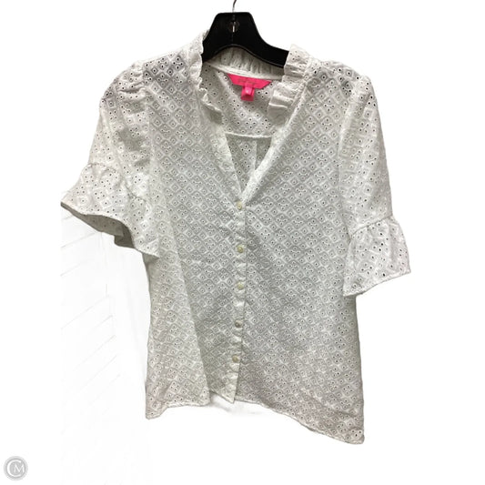 Top Short Sleeve Designer By Lilly Pulitzer In White, Size: 6