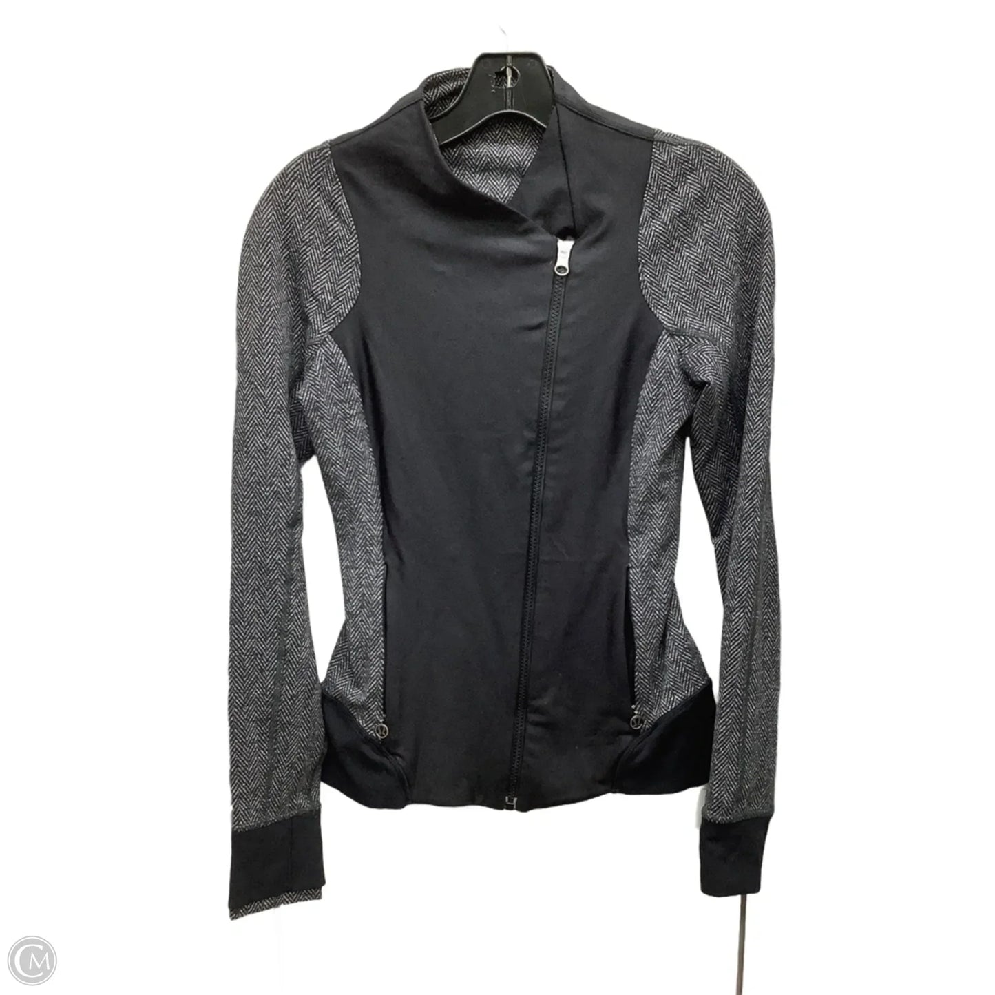 Athletic Jacket By Lululemon In Black & Grey, Size: 4