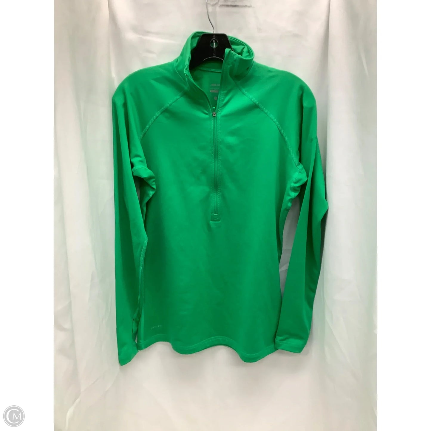 Athletic Top Long Sleeve Collar By Nike Apparel In Green, Size: L