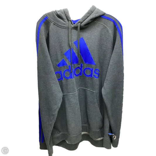 Sweatshirt Hoodie By Adidas In Grey, Size: L