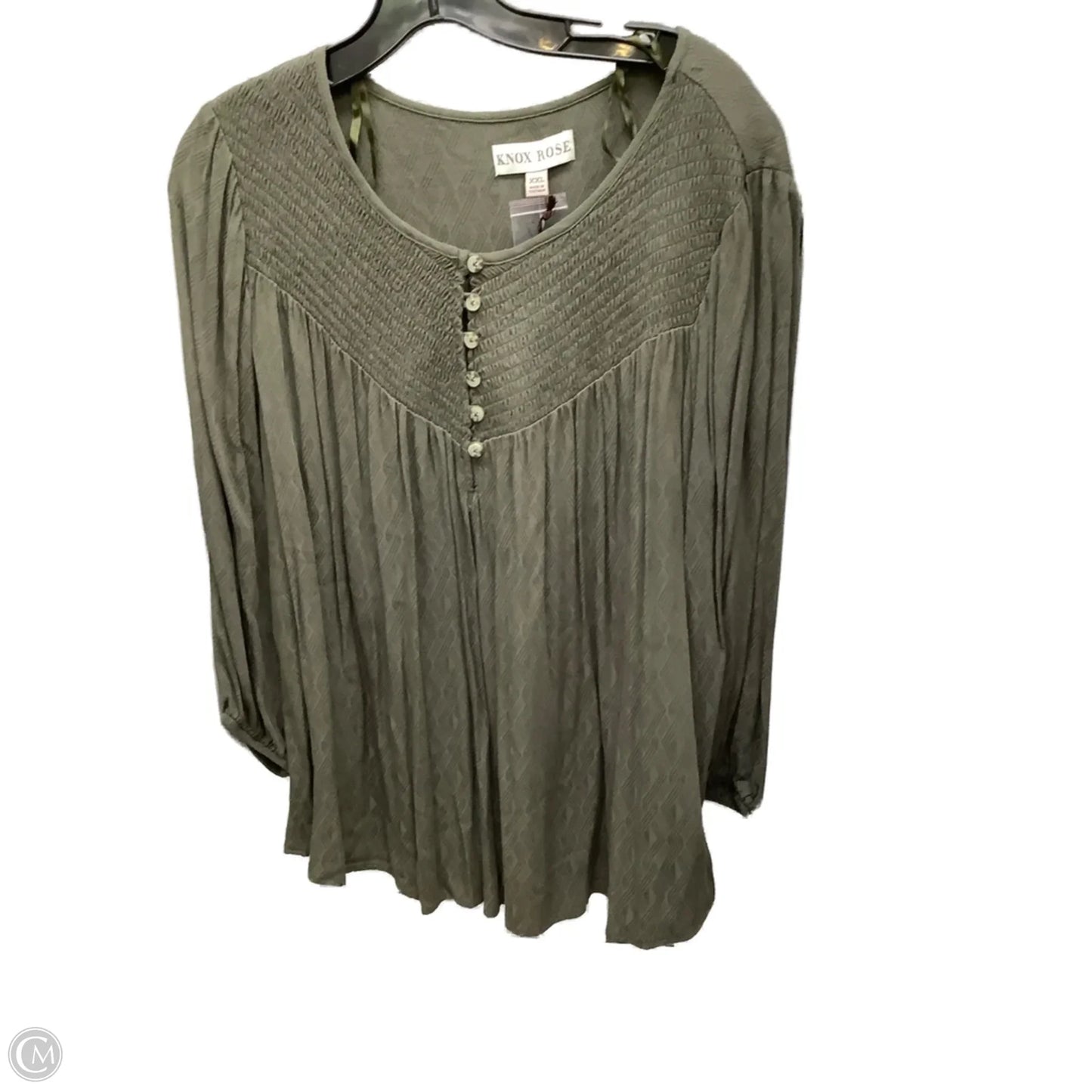 Top Long Sleeve By Knox Rose In Green, Size: Xxl