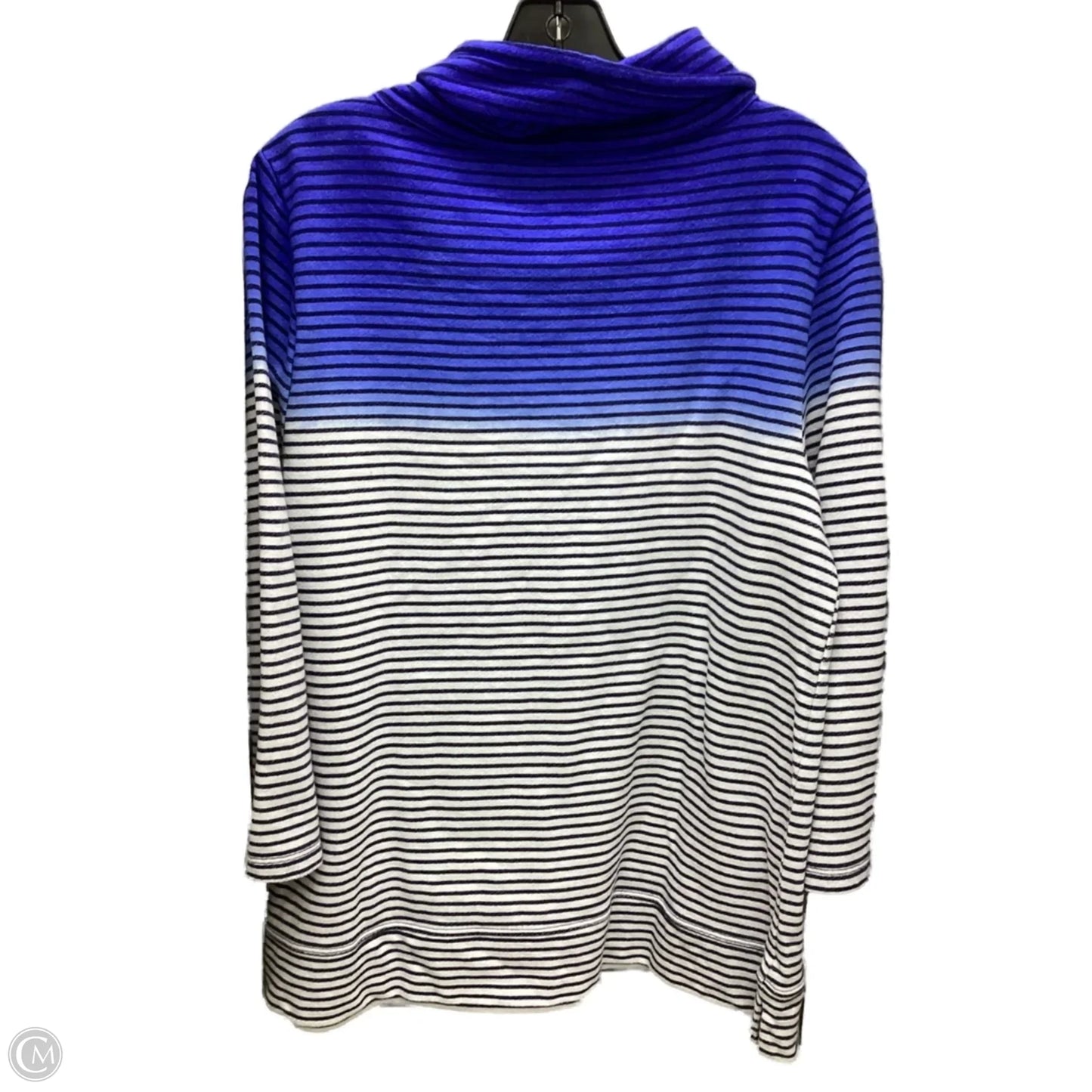 Sweatshirt Collar By Talbots In Blue & White, Size: L