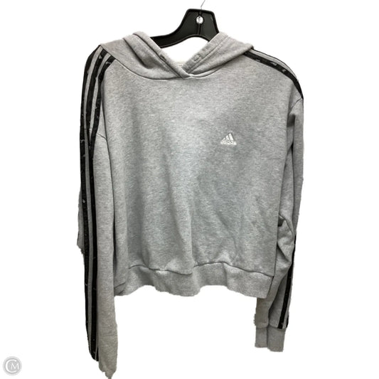 Sweatshirt Hoodie By Adidas In Grey, Size: 1x