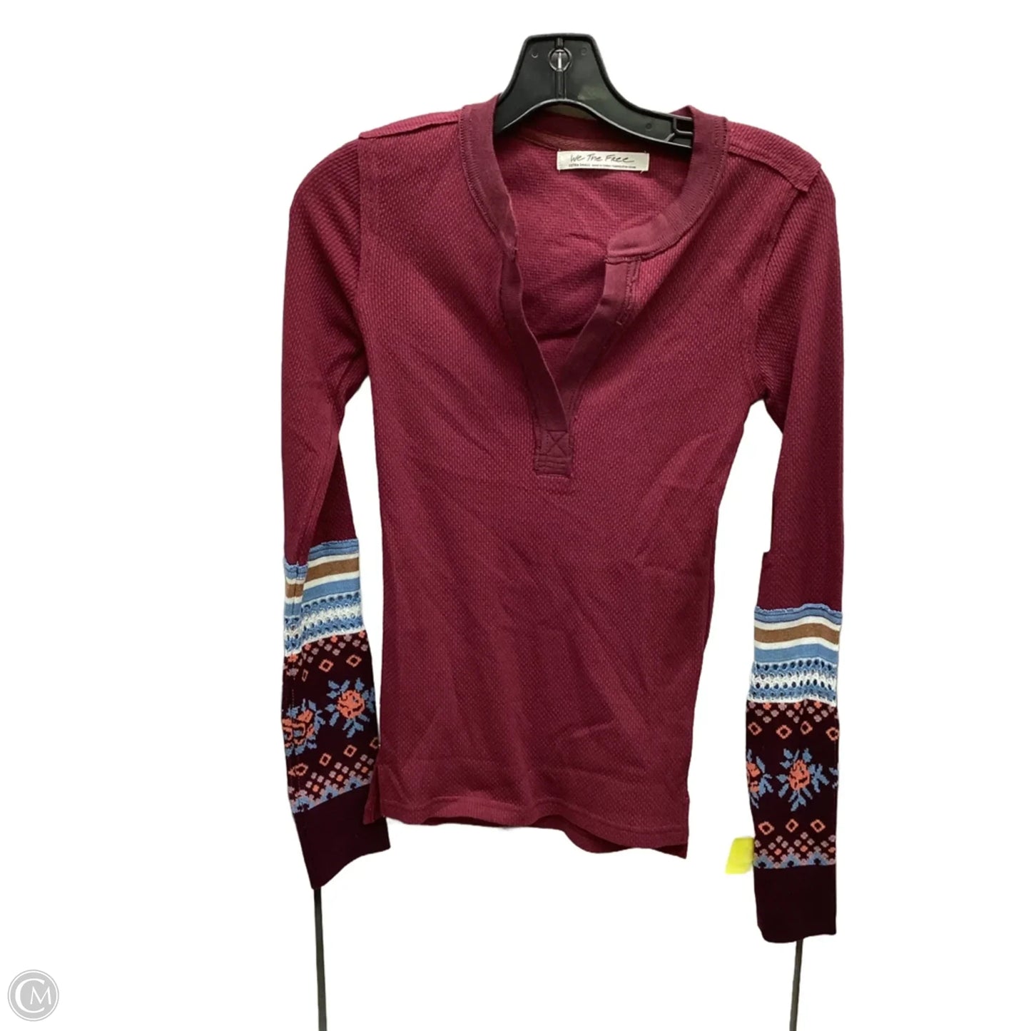 Top Long Sleeve By We The Free In Maroon, Size: Xs