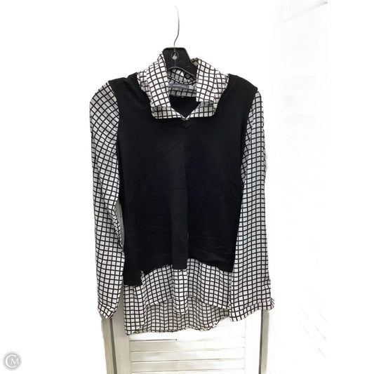 Top Long Sleeve By Adrianna Papell In Black & White, Size: S