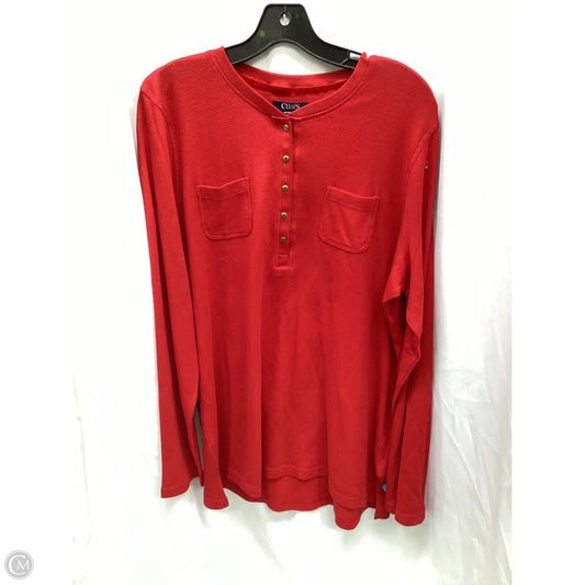 Top Long Sleeve By Chaps In Red, Size: Xxl