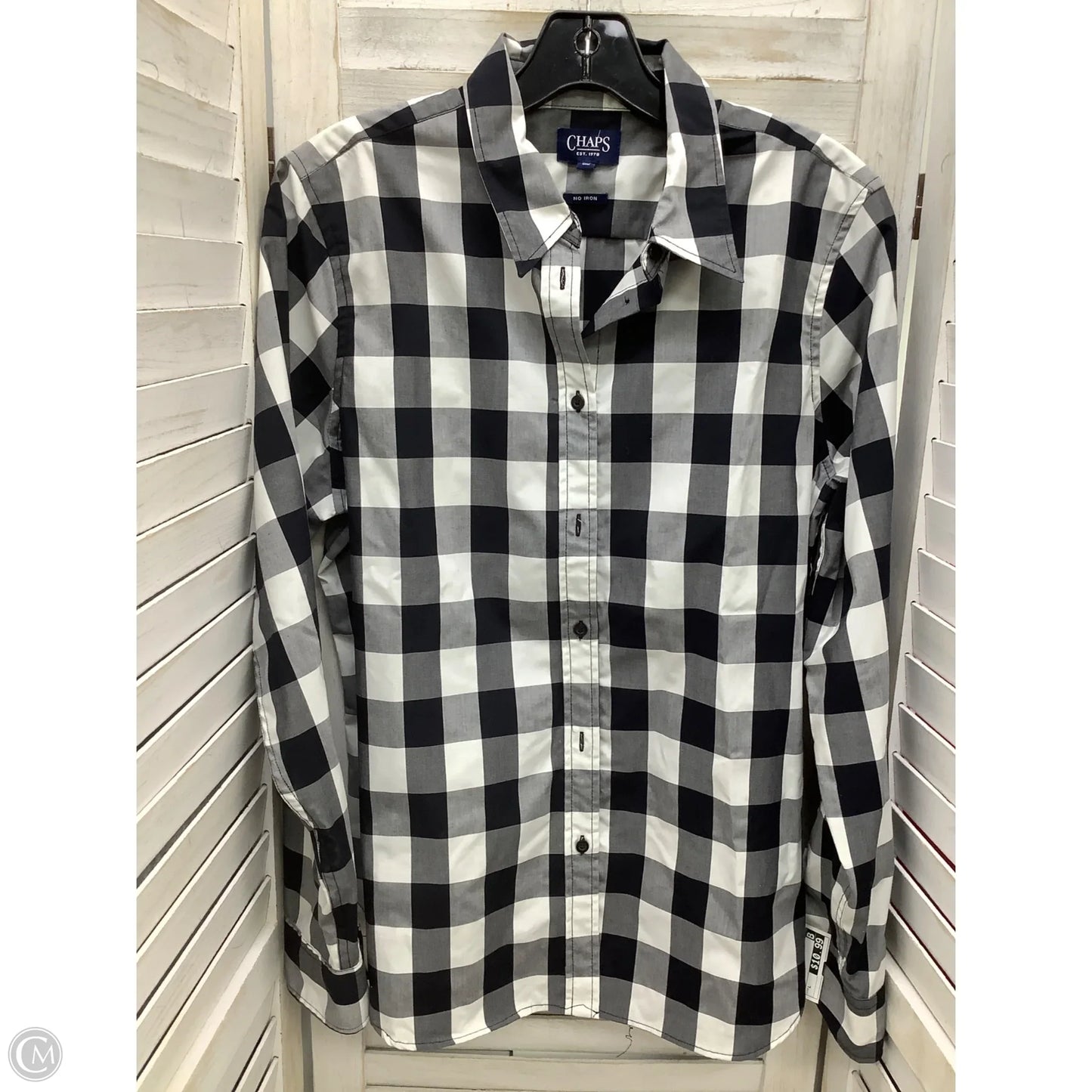 Top Long Sleeve By Chaps In Black & White, Size: L